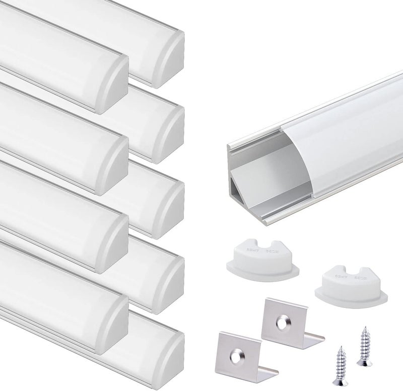VST 10pack 3.3ft LED Channel, V Shape Led Diffuser Channel, LED Aluminum Channel System with Milky Cover, End Caps and Mounting Clips, Aluminum Profile for LED Strip Light Very Easy Installation - Image 1
